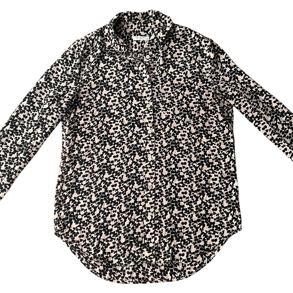 Equipment Reese Cosmic Pink Black Printed Silk Blouse